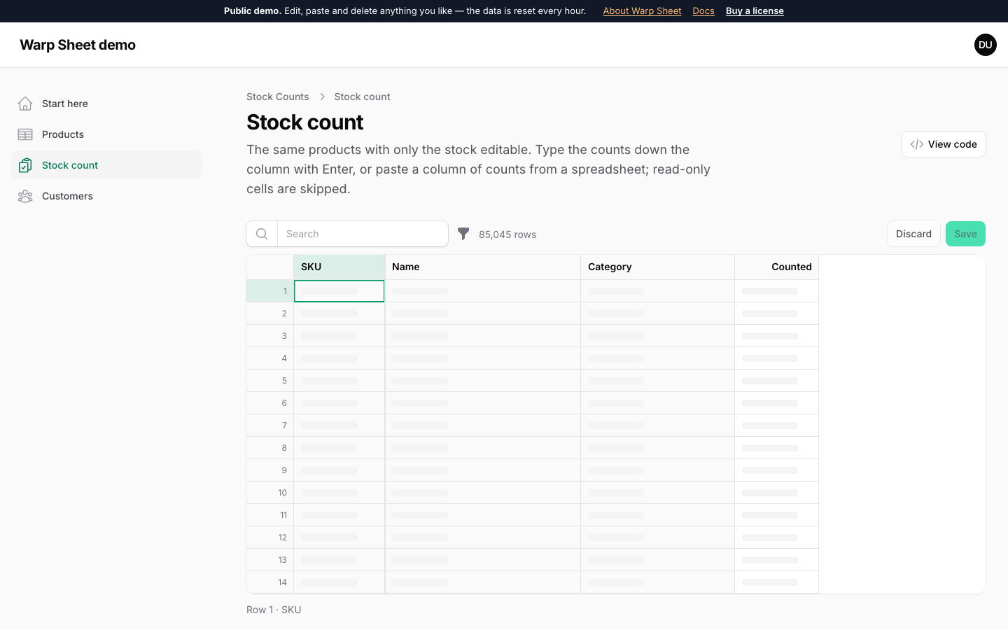 Stock count
